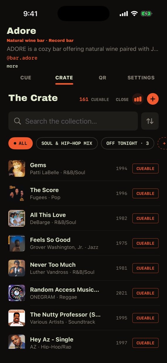 The Crate tab